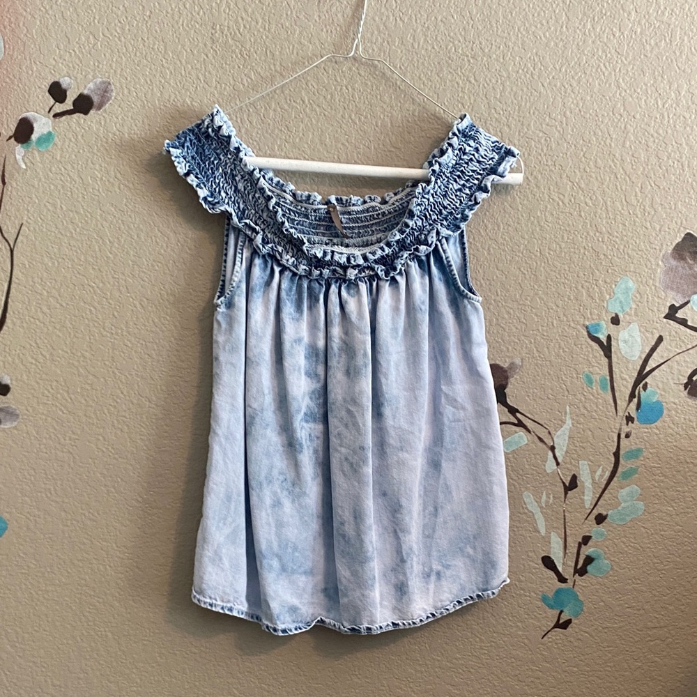 Stetson chambray off shoulder denim top M